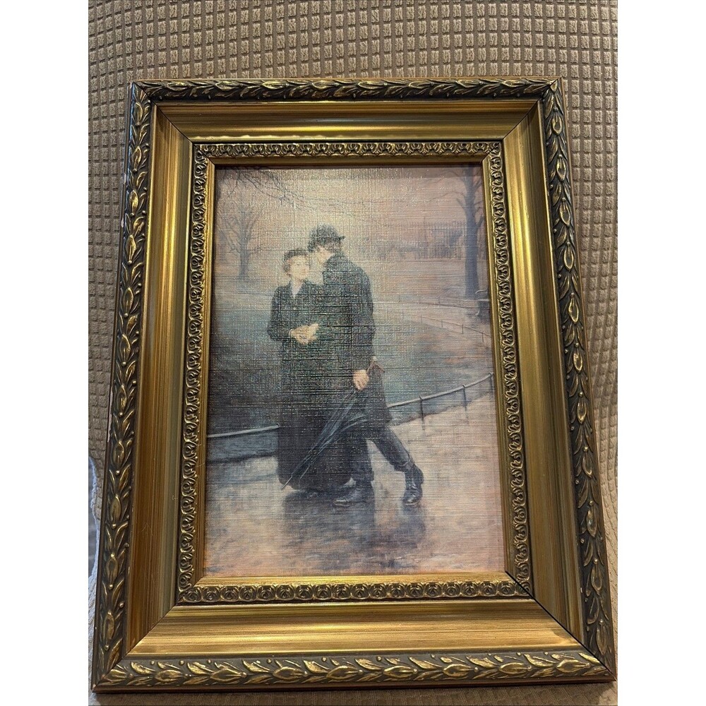 Vintage The Garden of Eden Framed Art Print Hugh Goldwin Riviere Romantic Couple
